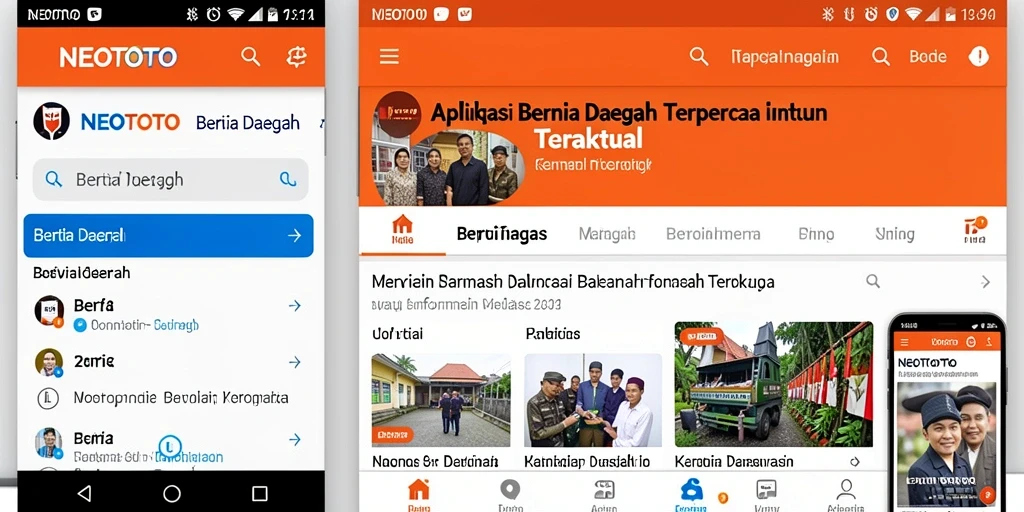 Antarmuka NEOTOTO menampilkan berita daerah yang rapi dan informatif.