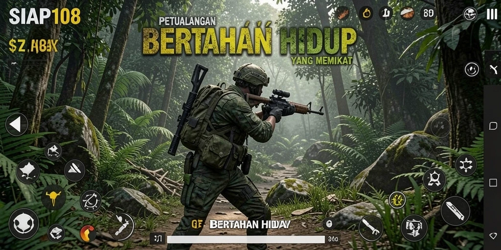 Tampilan antarmuka SIAP108 yang futuristik dan intuitif untuk Bertahan Hidup.