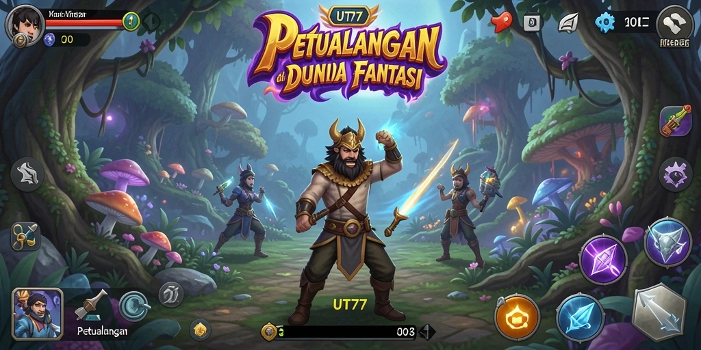 Tampilan antarmuka UT77 yang menarik dan petualangan seru.
