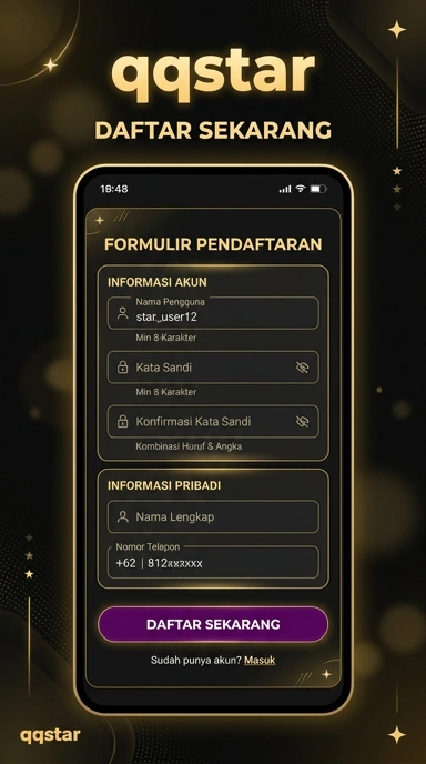 Buat Akun Baru qqstar untuk Pengguna Android